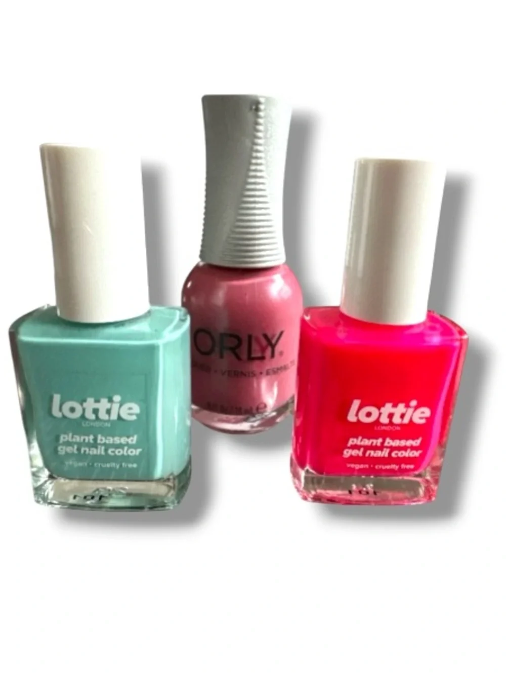Orly & Lottie Women’s Nail Polish Bottles Bundle Plant Based Gel Nail Pink Aqua